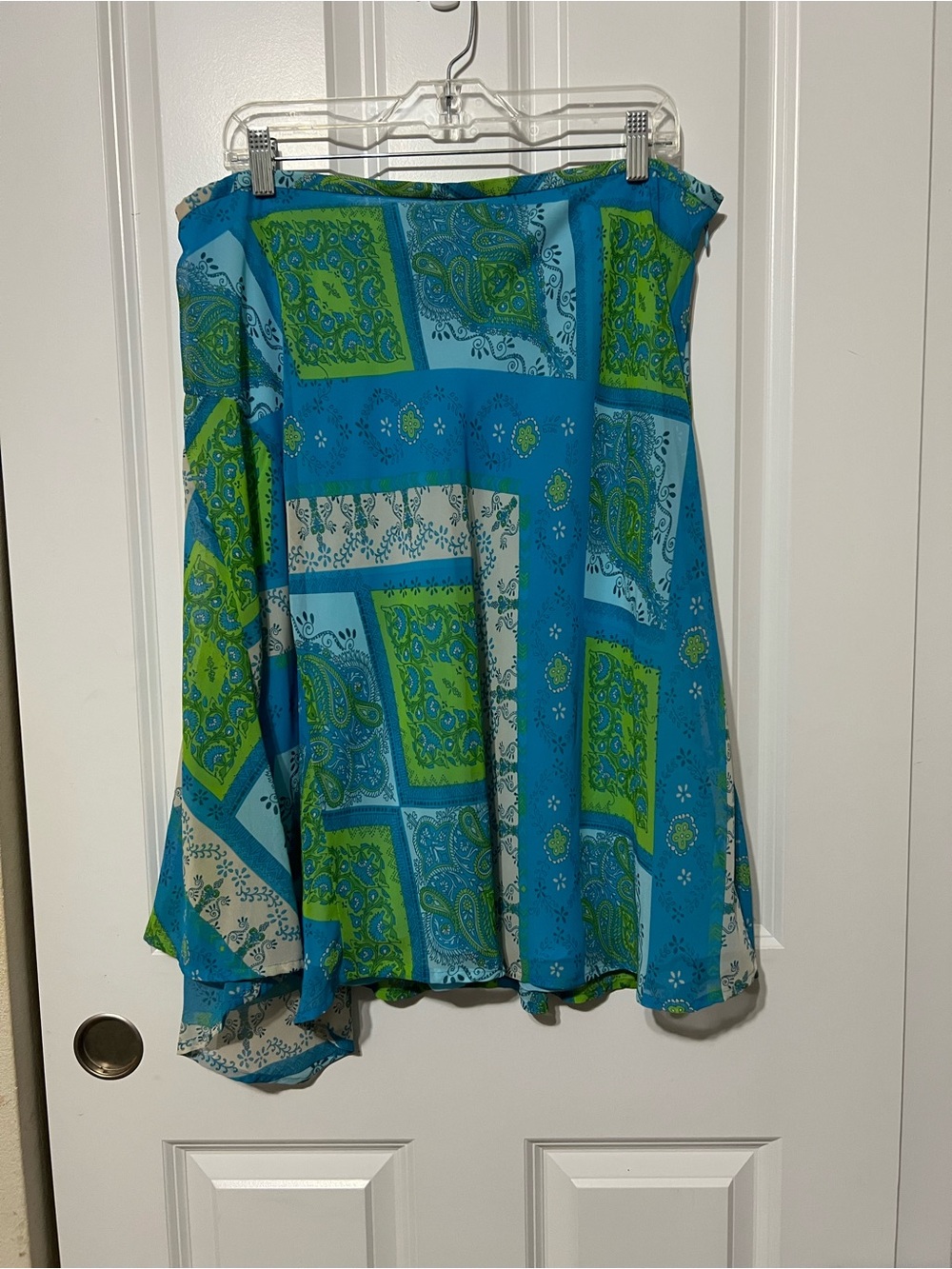 Vintage NWT Y2K Nine & Company Paisley Chiffon Midi Skirt Size 16 Teal Green
